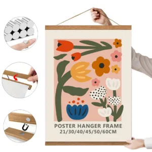 1PC Magnetic Wooden Picture Hanger Frames Poster Photos Wall Art Canvas Prints Paintings Teak Pine Wood Living Room Home Decor