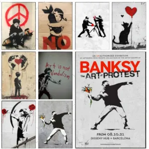 street art canvas Banksy Poster Premium Decor Art & Gift for Household Lounge Home Ornaments