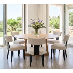 Mid Century Modern Linen Upholstered Dining Chairs,Set of 6 for Farmhouse Kitchen & Dining Room, Custom