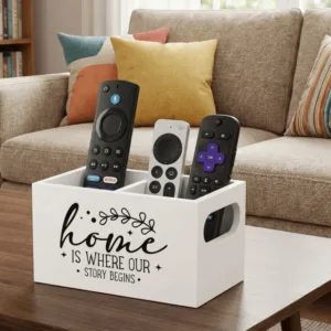 Wooden Remote Control Storage Box Simple with 2 Slots Tea Bag Storage Box Decorative Remote Control Holder Bedside Table