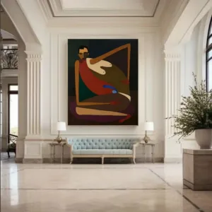Handmade Abstract Oil Painting on Canvas Unique Portrait Wall Art Picture Decor Home Living Room - Modern Unique Image Artwork