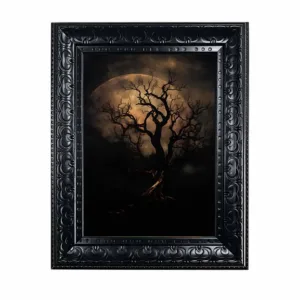 Halloween Wall Art, Framed Canvas Wall Art Gothic Three Witches Forest Print for Dark Academia Spooky Vintage Home Decor