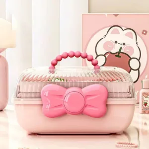 Jewelry Storage - Hair Accessory Storage Box - Hair Tie and Necklace Organizer Large-Capacity Home-Use Transparent Cover Multi-L