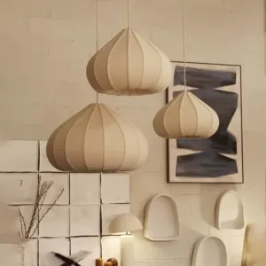 Nordic Wabi Sabi Fabric Chandelier Pendant Light For Living Dining Room Bar Bedroom Interior Hanging Lamp Fixture