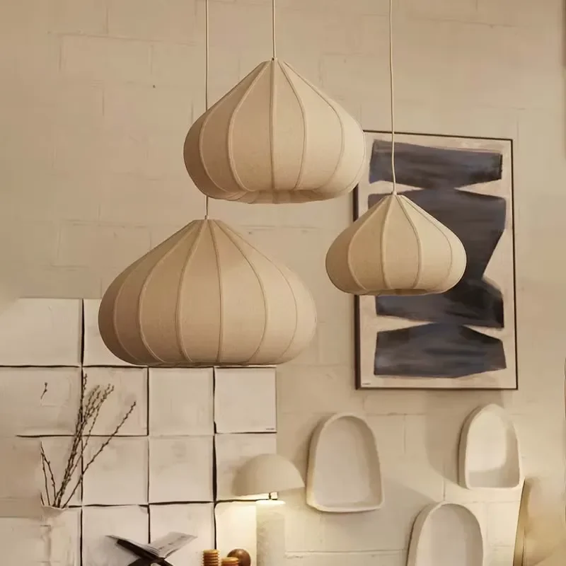 Nordic Wabi Sabi Fabric Chandelier Pendant Light For Living Dining Room Bar Bedroom Interior Hanging Lamp Fixture
