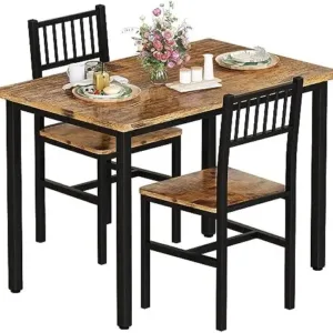 3 Piece Dining Table Set for 2, Small Kitchen Table Set for 2 with Chairs,Wood Breakfast Nook Table and Chairs Set of