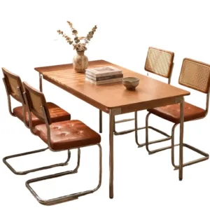for Bauhaus Solid Wood Dining Table Rectangular Medieval Style Table and Chair Set for Small Apartment Household 2026 New