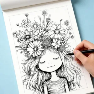 One Adult Decompression Graffiti Book, One Forest Style Flower Girl Coloring Book, Line Drawing and Imitation Book, 24 Patterns