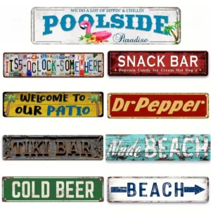 Vintage Funny Beach Tiki Bar Beer Metal Aluminium Signs Retro Signs For Bar Club Man Cave Home Kitchen Wall Art Decor