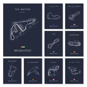 Race Track Wall Art Prints Canvas Posters Circuit Decorative Paintings for Home Decor Art and Crafts Sports Hobbies