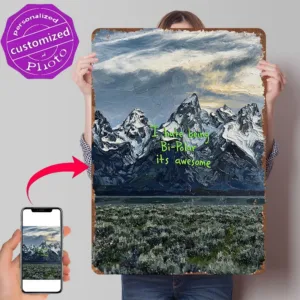 Kanye West Bipolar Mountains Painting Poster Retro 3D Printed Metal Signs Customized Wall Hanging Gift for Home Decor Items Art