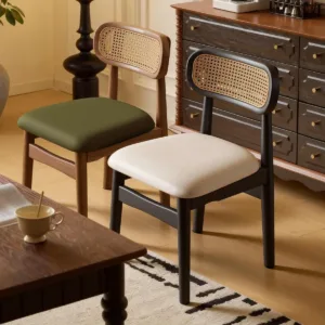 Vintage Dining Chairs Retro French Style Chair Wooden Kitchen Chairs Soft Cushion Chair Home Cafe Furniture