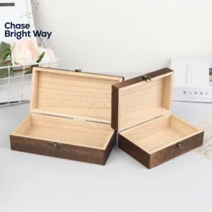 Vintage-Inspired Wooden Boxes With Lid Square Hinged Jewellery Craft Storage Box For Home Decoration DIY Hand-Made Mother's Day