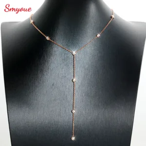 Smyoue 3MM Bubble Classic Moissanite Necklace Pendant for Women 18k Plated Female Necklace Pure S925 Silver Jewelry Wholesale