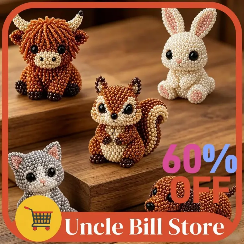 DIY 3D Animals Bead Embroidery Set with Colorful Beads Beadwork Crafts Kit for Home Studio Teens Girls Women Enthusiasts