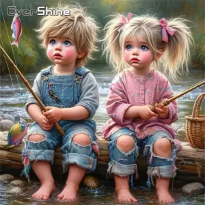 Evershine New Arrival Diamond Painting Girl Boy Portrait DIY Mosaic Kid Character Picture Rhinestones Embroidery Handmade Gift