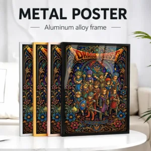 Dragon Quest Stained Glass Framed Aluminum Metal Poster Customized Photo Epic Fantasy Style Wall Art For Library Birthday Gift