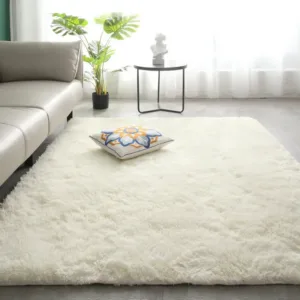 VIKAMA Nordic Style Silk Wool Tie Dyed Solid Color Long Hair Tea Table Living Room Bedroom Household Carpet Floor Bay Window Mat