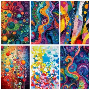 Bright Colorful Abstract Polka Digital Oil Painting By Numbers on Canvas Home Decor for Living Room Bedroom Handmade Gift