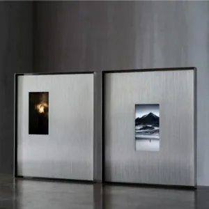 Bauhaus Square Photo Frame Matte Silver Art Picture Holder Modern Minimalist Display Frame for Wall Stainless Steel Decor Frames