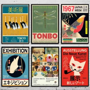 Modern Abstract Japanese Print Hokusai Posters Japan Picture Retro Exhibition Canvas Painting Wall Art Home Decor Mural Cuadros