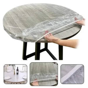 Round Tablecloth Elastic Transparent PVC Waterproof Oil-Proof Table Protector Cover Home Fitted Dinning Table Covers 3 Size