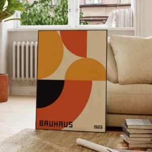 Modern Geometry Abstract Bauhaus Warm Colors Wall Art Aluminum Frame Prints Canvas Painting Poster Living Room Home Decor