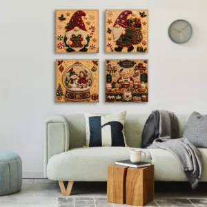 DIY Pearl Diamond Painting Kit Christmas Full Drill Wooden Frame Art Craft 20x20cm Beginner Set