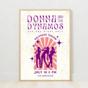 Classic Music Donna and Dynamos Poster Mamma Mia Retro Movie Room Living Canvas Painting Wall Art Home Decor