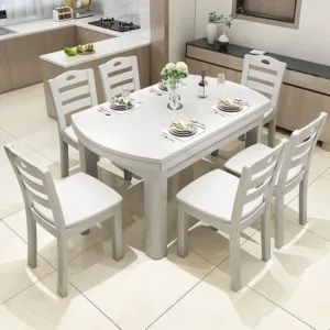 DSA solid wood dining table and chair combination retractable folding square and round dual-purpose dining table folding dining