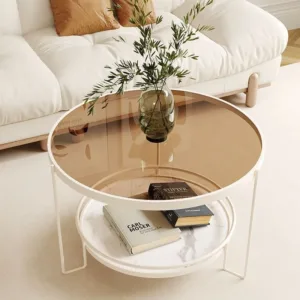 Changhong tempered glass coffee table small apartment living room round household minimalist mini table