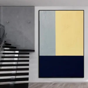 Original Handmade Minimalist Painting Oversize Abstract Painting Black Gray Painting Yellow Abstract Painting Painting