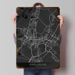 Karlsruhe Germany Tinplate Posters Customizable Wall Art Retro Vintage Metal Signs for Home Room Bedroom Decorations Wand Deko