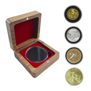 Walnut Wooden Coin Case with Coin Capsule for 21/26/31/36/41mm Coins, Challenge Military Coin Collection Holder Storage Box