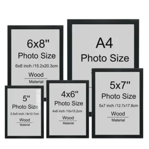 2pcs Black Picture Frame A4 15X20/9X13/10X15/13X18CM Wood Photo Frame Without Mat Certificate Document Frame Wall Hang Desktop