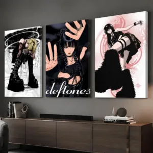 Y2K Gothic Anime Rock Girl Framed Wall Painting HD Canvas Wall Art Print | Optional Frame | Modern Hallway Home Wall Decor