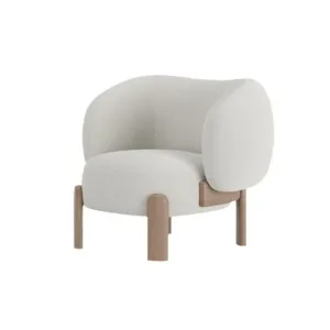 #Modern Designer Wooden Leisure Chair Accent Sofa Single Armchair White Boucle Fabric Lambswool Lounge Arm Chairs