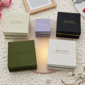 500PCS Wholesale Custom Logo Jewelry Boxes Embossed Gold Edge Gift Box with Double Base Black Velvet Liner Luxury Packaging