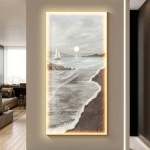 Decorative Paintings With Lights In The Entrance Hall Modern Simplicity Corridor Hanging Paintings High-end LED Lamp Paintings