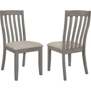 Asian Hardwood Dining Side Chairs, High Slatted Backs, Foam-Padded Seats, Tapered Legs, Gray - Set of 2