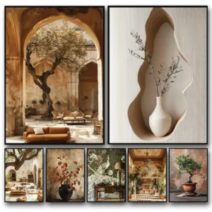 Scandinavian Italy Olive Tree Branches Leaves Architecture Canvas Painting Minimalist Wall Art Posters Prints Home Room Decor