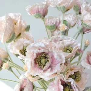 5pcs Artificial Flower Flocked Poppy Marriage Decor Bridal Bouquet Wedding Flower Arrangement Party Table Accessories Poppies