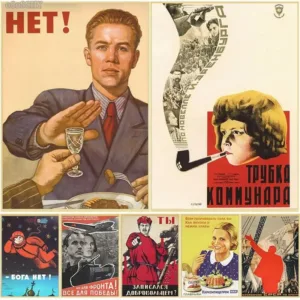 Vintage Soviet Poster Canvas Art Russian Red Army Astronaut Theme for Retro Bar Restaurant Home Wall Decor