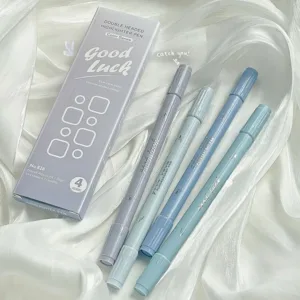 4Colors Double Head Fluorescent Pen Gradient Color Stationery Highlighter Learning Prize Line Color Marker Pen Hand Account Pen