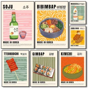 Korean Food Posters Korea Colorful Foods Prints Canvas Painting Wall Art Pictures Home Room Modern Asian Kitchen Decoration