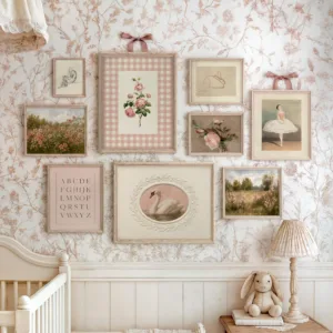Retro Pink Nursery Art Posters Vintage-Inspired Girls Room Decor Canvas Print Painting Decoration Gift Poster Nursery Wall Decor