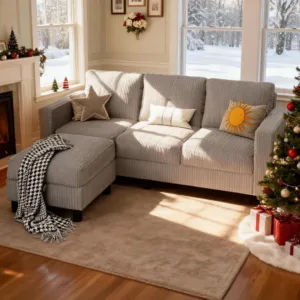 Convertible Sectional Sofa for Small Spaces, L Shaped Modular Sofa with Reversible Chaise& Ottoman Storage, 3 Seat Modern,Custom
