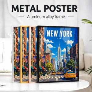 New York City Empire State Building Travel Framed Metal Print Customized Photo Minimalist Landmark Style Wall Art For Entryway