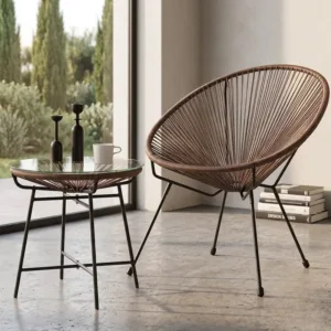 Nordic Wicker Living Room Chairs for Home Balcony Accent Chair Creative Outdoor Recliner Chairs Comfortable Backrest Armchair