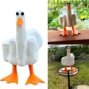Funny Creative Duck Middle Finger Animal Gift Resin Craft Home Decoration Statue Garden Courtyard and Micro Landscape Figurines